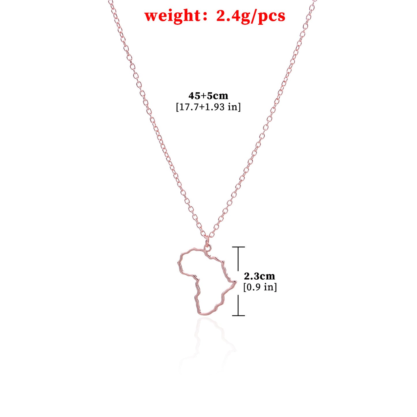 Women's Geometric Alloy Minimalist Fashion Cross Chain Necklace with Inlay - Unique African Map Pendant, 21cm to 50cm Adjustable Length