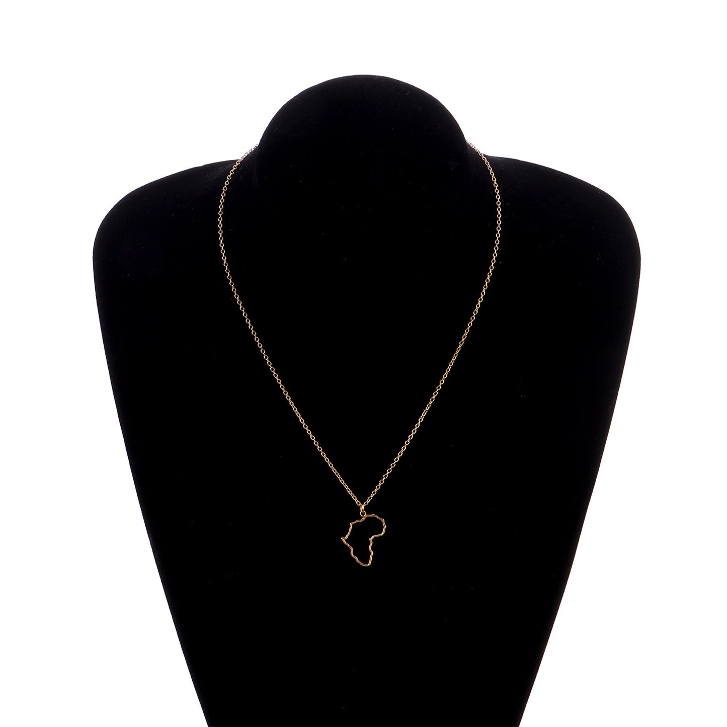 Women's Geometric Alloy Minimalist Fashion Cross Chain Necklace with Inlay - Unique African Map Pendant, 21cm to 50cm Adjustable Length
