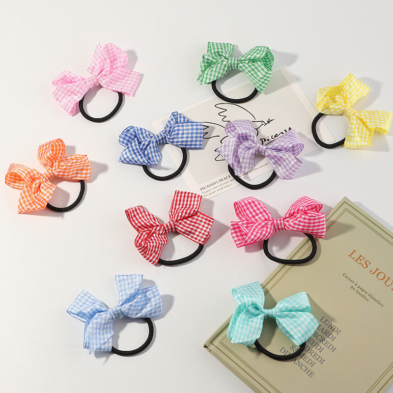Bowknot Hair Tie for Kids Princess Style Fabric Hair Ring with Geometric Shape Handmade Hair Accessory for Double Ponytail