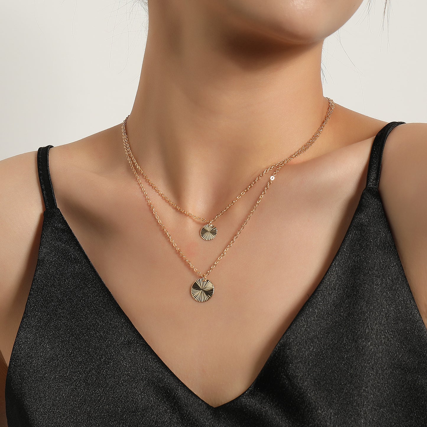 Minimalist Geometric Alloy Cross Chain Pendant Necklace for Women, Elegant Layered Jewelry for Sweaters