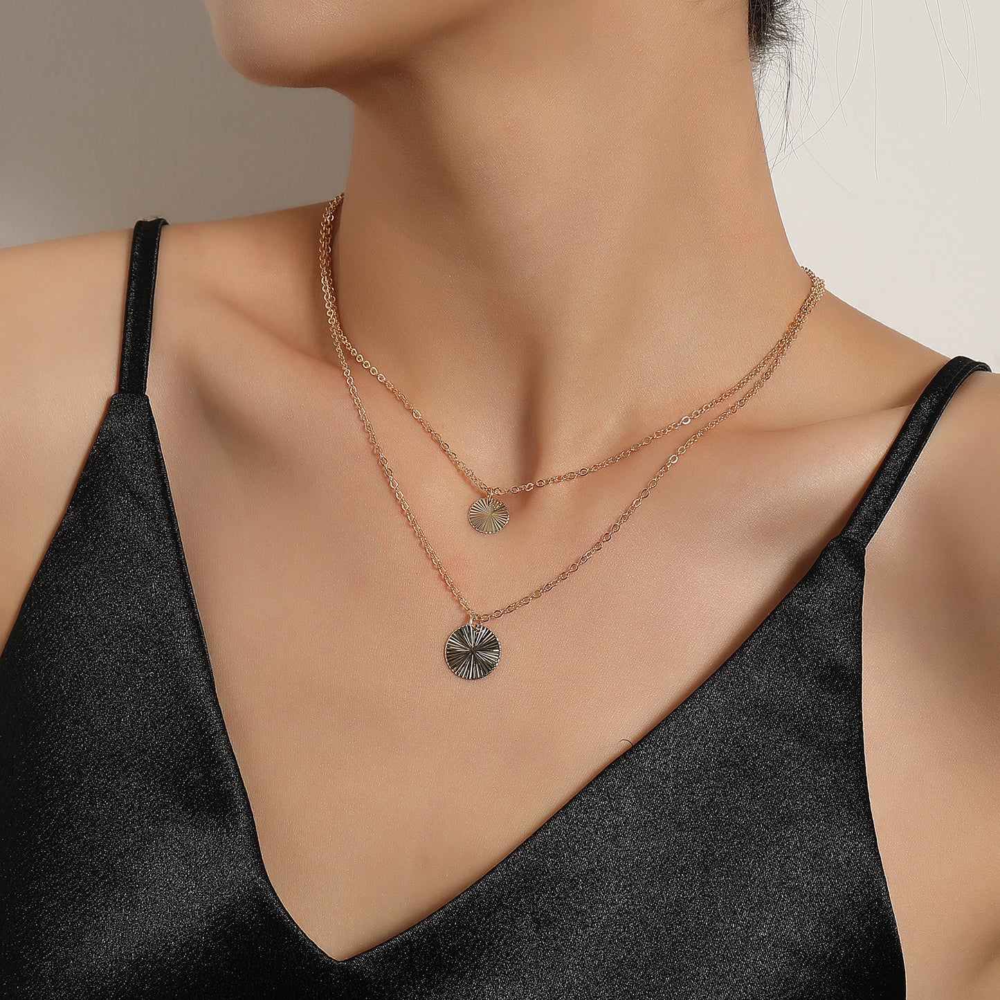 Minimalist Geometric Alloy Cross Chain Pendant Necklace for Women, Elegant Layered Jewelry for Sweaters
