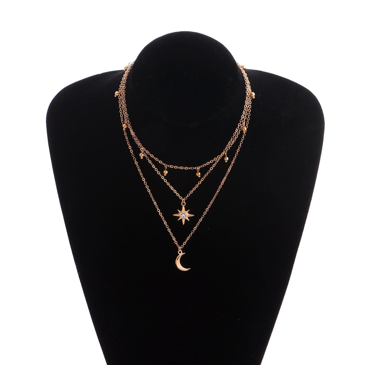 Women's European Style Vintage Star-Shaped Rhinestone Alloy Cross Chain Necklace