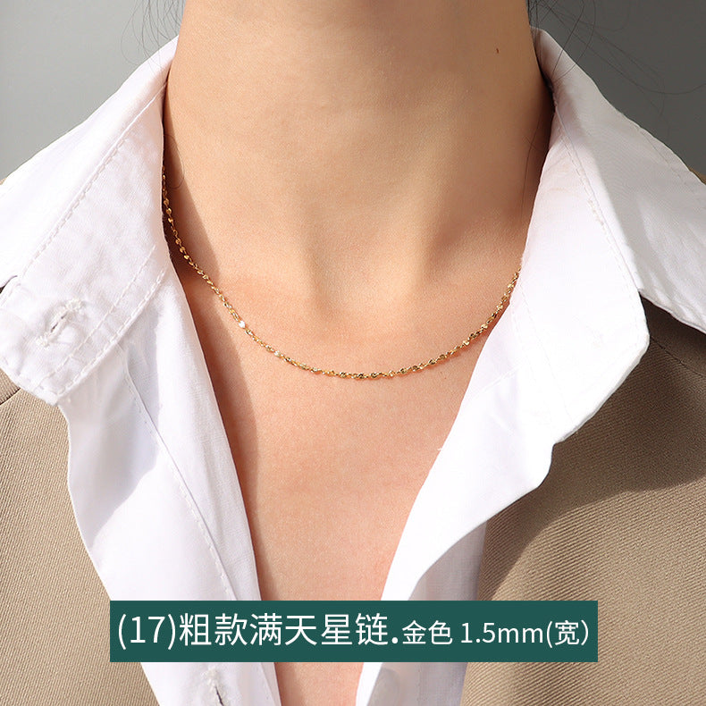 Collana a catena serpentina in acciaio al titanio placcato oro 18 carati, stile lusso leggero, con design a linea geometrica ondulata da donna