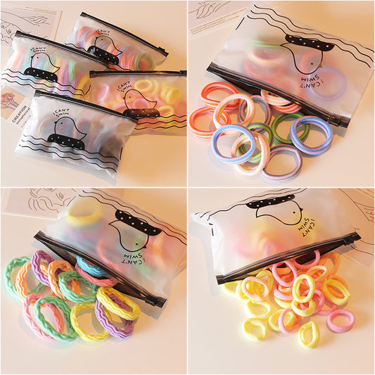 Simpatico elastico per capelli a tinta unita per bambini con motivo a cerchi geometrici e design della Principessa Elsa, accessorio per capelli invernale ispessito con rivestimento in resina