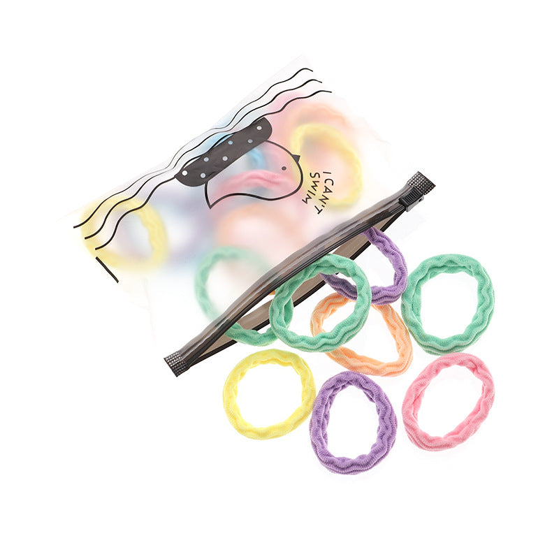 Simpatico elastico per capelli a tinta unita per bambini con motivo a cerchi geometrici e design della Principessa Elsa, accessorio per capelli invernale ispessito con rivestimento in resina