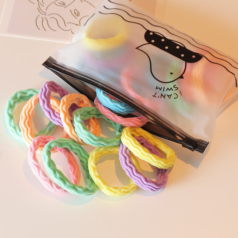 Simpatico elastico per capelli a tinta unita per bambini con motivo a cerchi geometrici e design della Principessa Elsa, accessorio per capelli invernale ispessito con rivestimento in resina