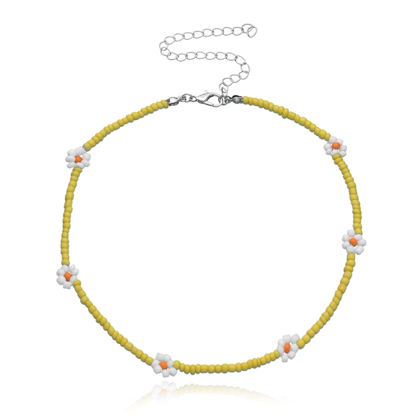 Collar de aleación estilo floral para mujer con cadena de serpiente ajustable y acabado galvanizado