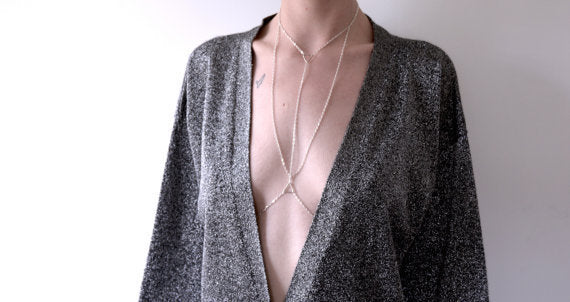 Triangular Geometric Body Chain for Women Spring Fashion Jewelry Multi-Color Metal Chain