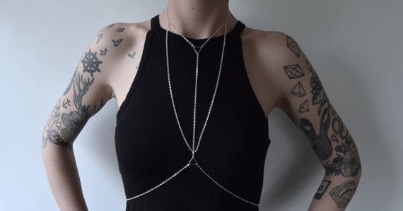 Triangular Geometric Body Chain for Women Spring Fashion Jewelry Multi-Color Metal Chain