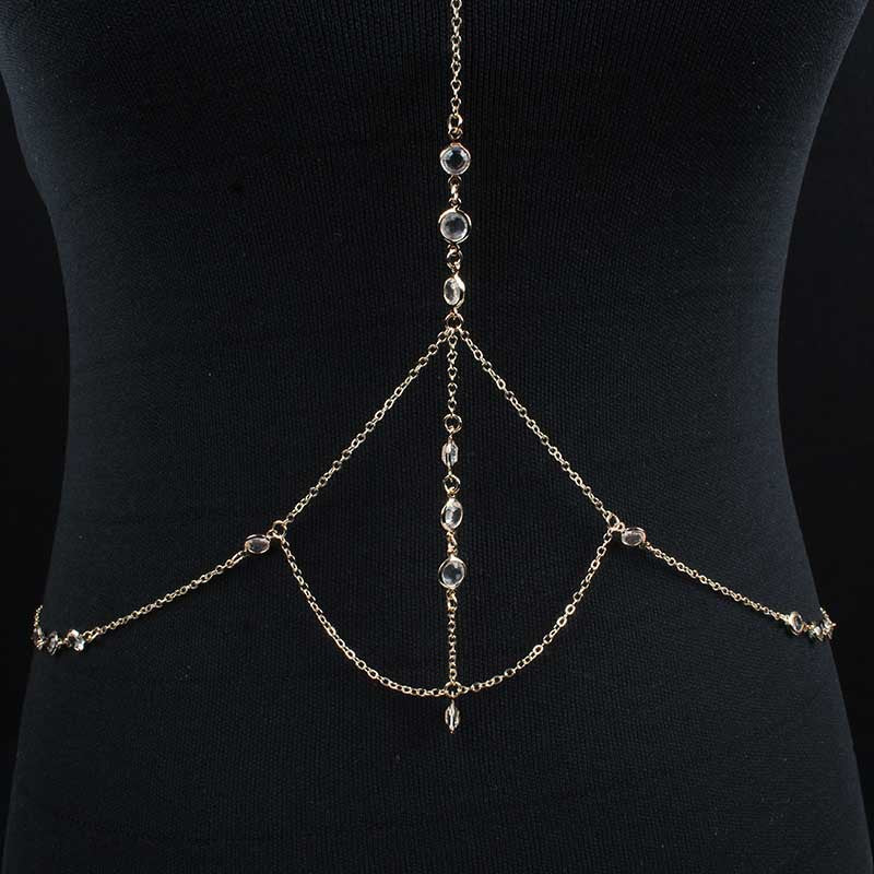 Crystal Inlay Plated Body Chain for Women