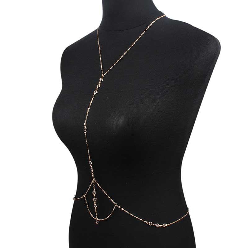 Crystal Inlay Plated Body Chain for Women