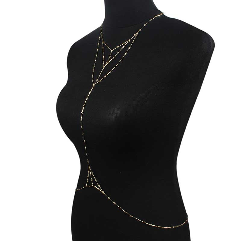Women's Cross Chain Body Chain with Animal Zodiac Pendant Adjustable Metal Necklace Fashion Jewelry