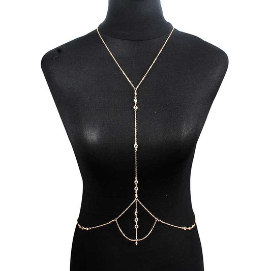 Crystal Inlay Plated Body Chain for Women