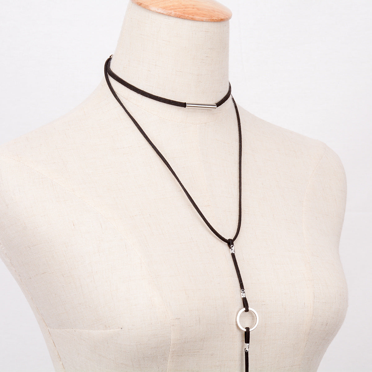 Collar con colgante geométrico vintage para mujer con detalle de borla, cadena ajustable, joyería de aleación