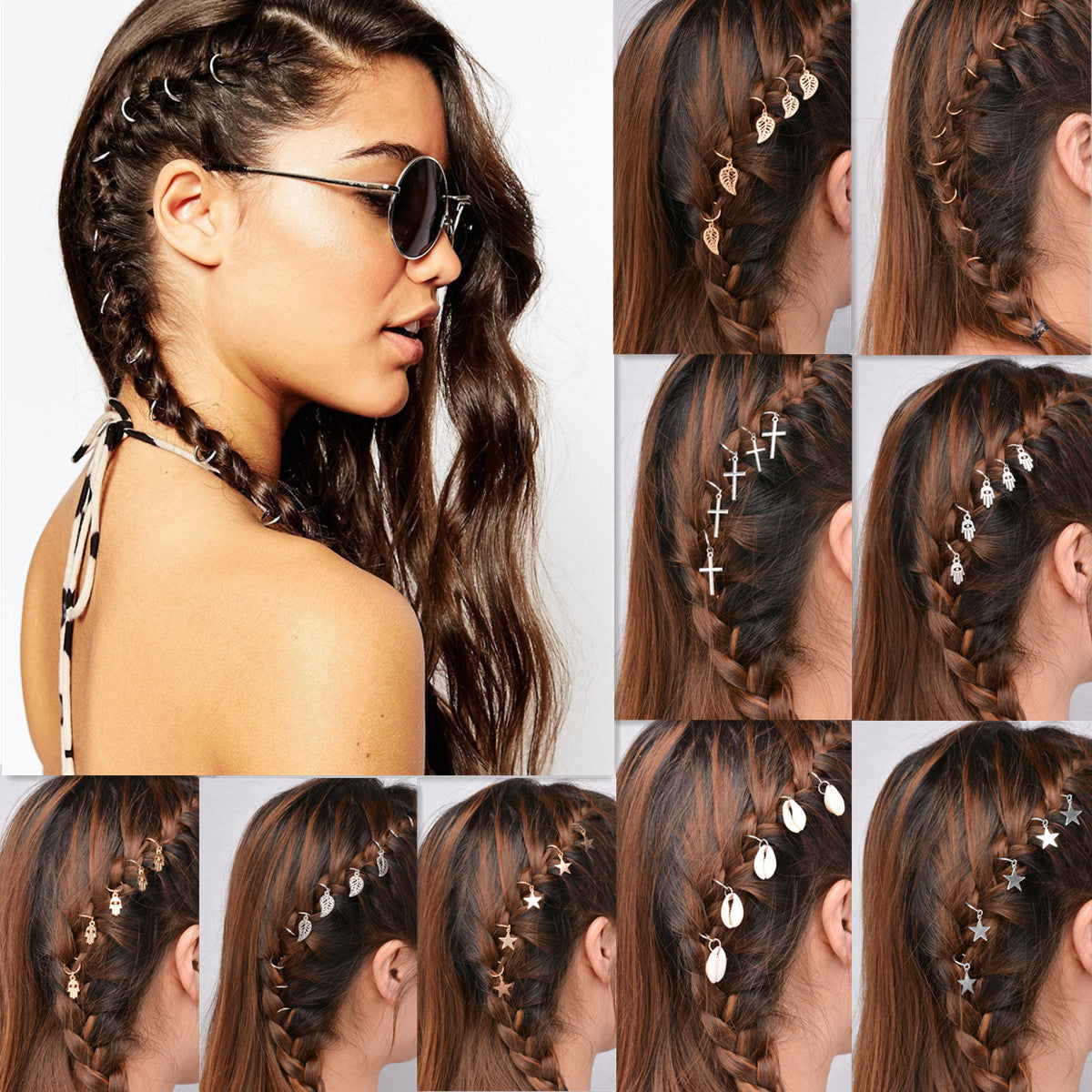 Streetwear Plated Alloy Star Leaf Cross Hair Accessories for Women