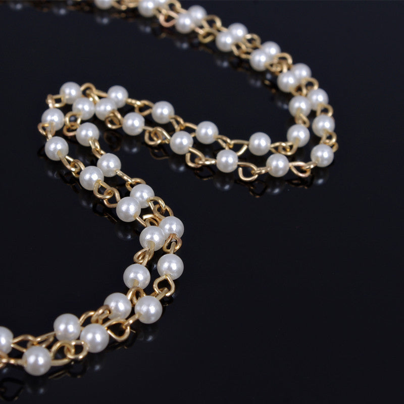 Women's Handmade Pearl Beaded Headband Hair Accessory Summer Versatile Minimalist Elegant Western Style Geometric Hairband