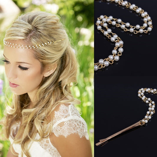 Women's Handmade Pearl Beaded Headband Hair Accessory Summer Versatile Minimalist Elegant Western Style Geometric Hairband