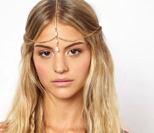 Classic Seashell Headband with Geometric Droplet Pendant Alloy Hair Accessory for Women