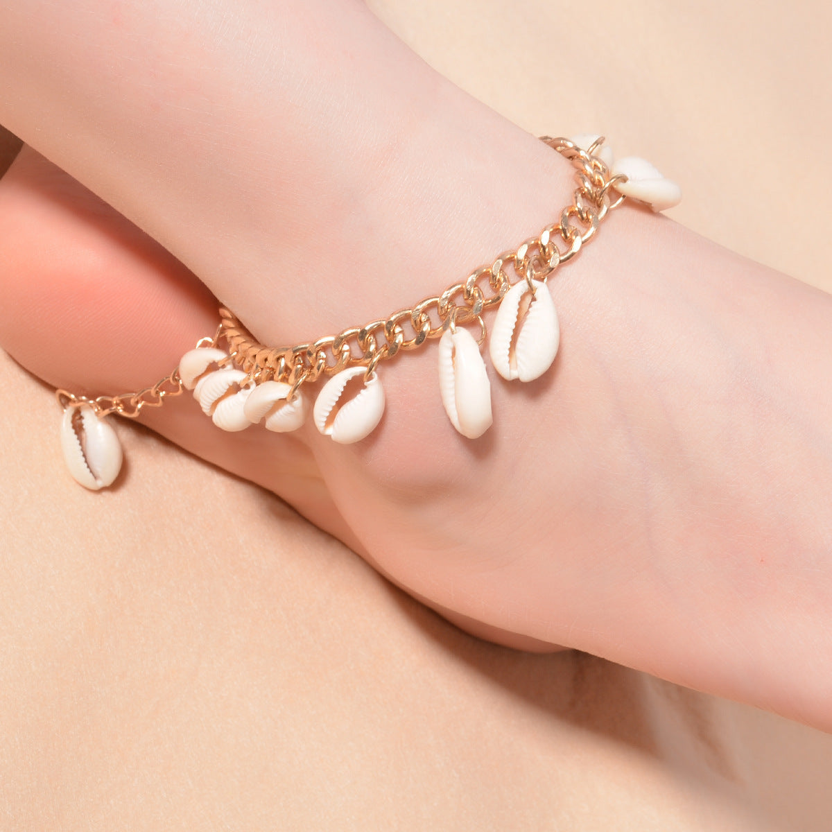 Bohemian Ethnic Geometric Shell Pendant Anklet for Women Handmade Anklet Jewelry