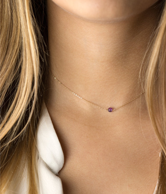 Minimalist Teardrop Crystal Pendant Necklace for Women Adjustable Alloy Locket Chain