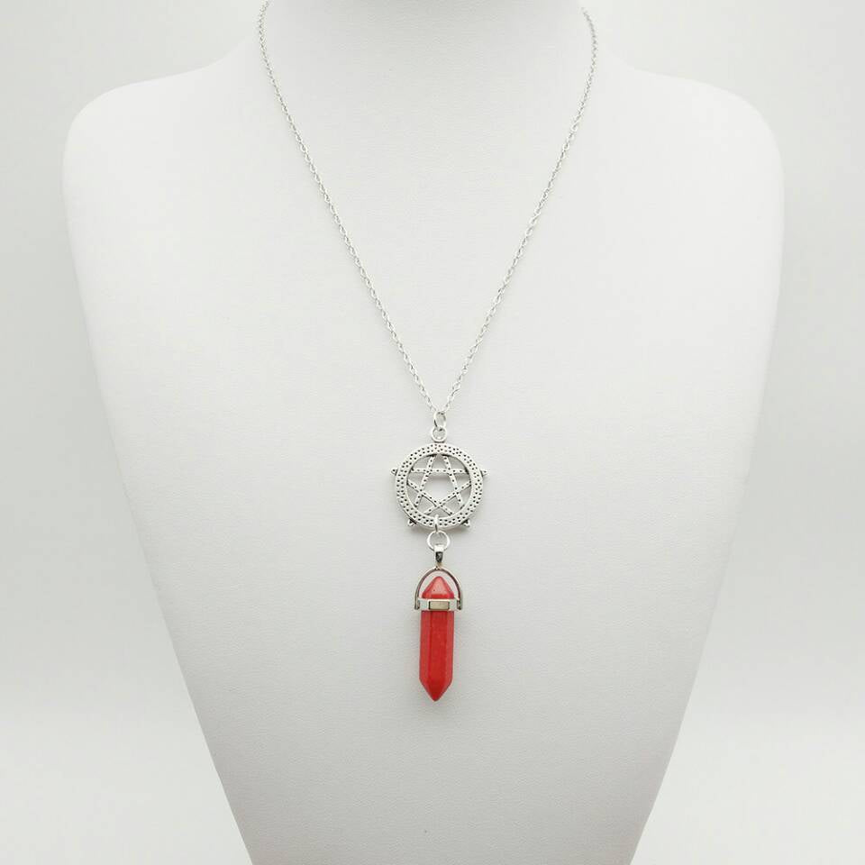 Modern Hexagonal Agate Crystal Necklace with Star Pendant Women's Fashion Jewelry Alloy Chain