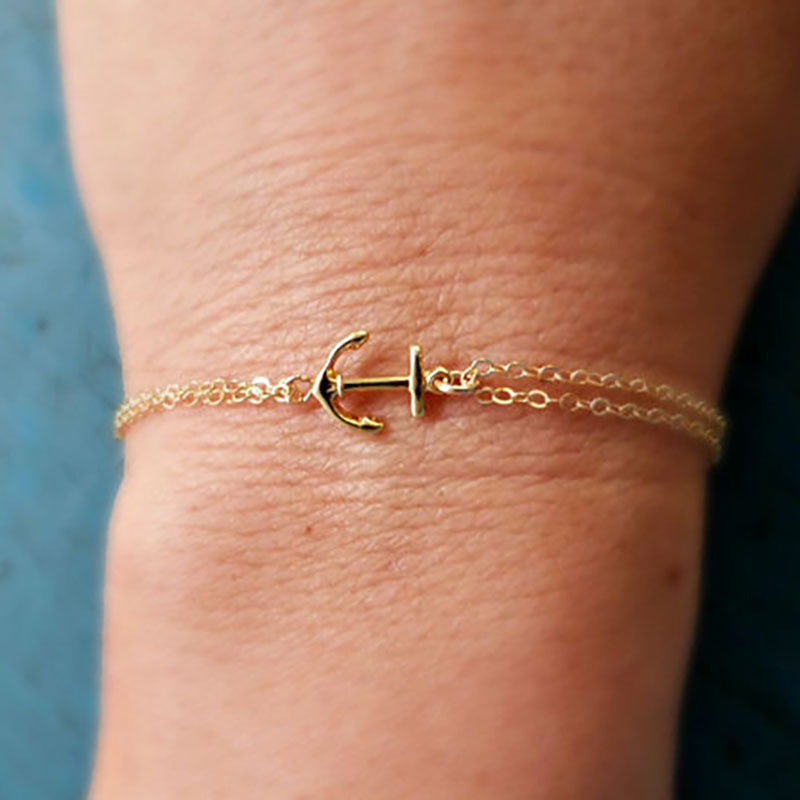 Women's Minimalist Anchor Bracelet in Alloy Spring Jewelry Gift Accessory