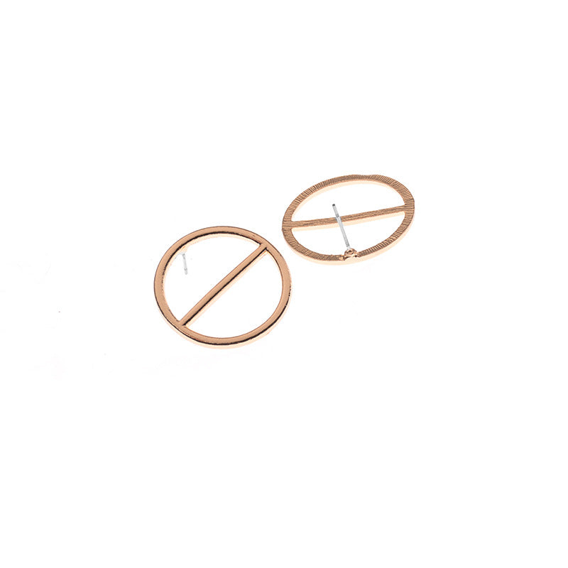 Pendientes de botón circulares geométricos minimalistas para mujer, de aleación, con líneas limpias y un toque contemporáneo