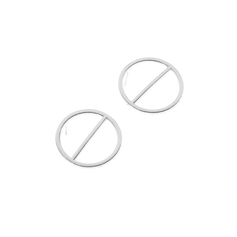 Pendientes de botón circulares geométricos minimalistas para mujer, de aleación, con líneas limpias y un toque contemporáneo