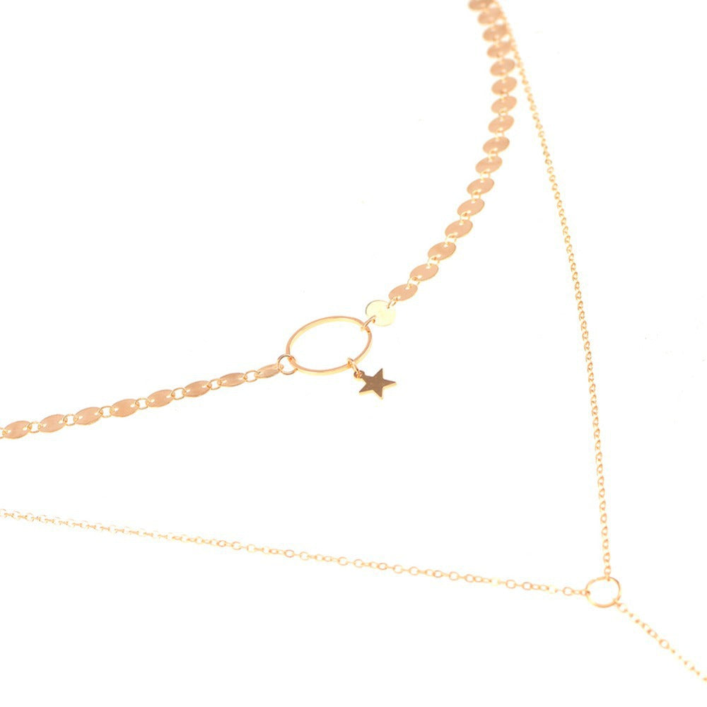 Five Point Star Pendant Necklace for Women Minimalist Geometric Fashion Choker Chain Jewelry