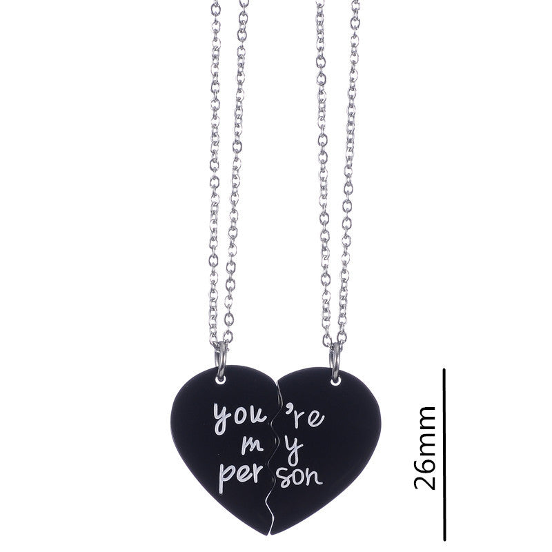 Stainless Steel Heart Pendant Necklace for Women Titanium Steel Charm Polished Finish Romantic Couple Jewelry