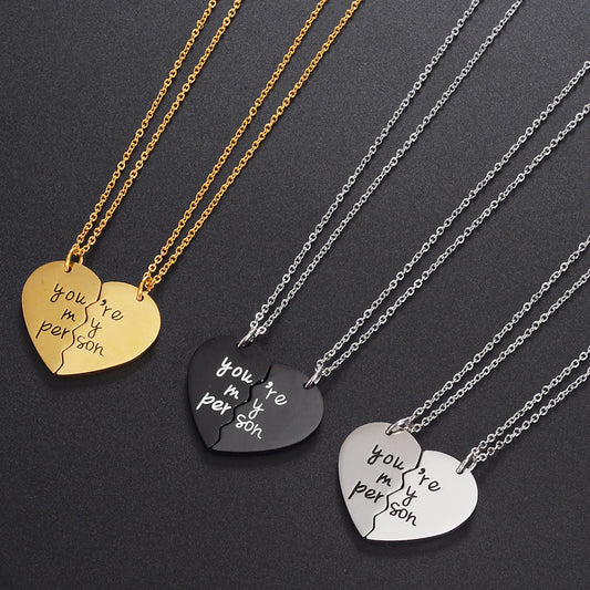 Collana con Ciondolo a Cuore in Acciaio Inox da Donna, Charm in Acciaio al Titanio con Finitura Lucida, Gioielli Romantici per Coppie