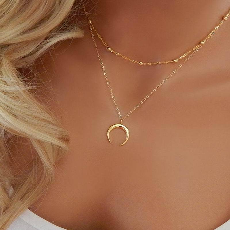 Women's Alloy Geometric Butterfly Crescent Moon Round Pendant Necklace Long Style Regular Chain