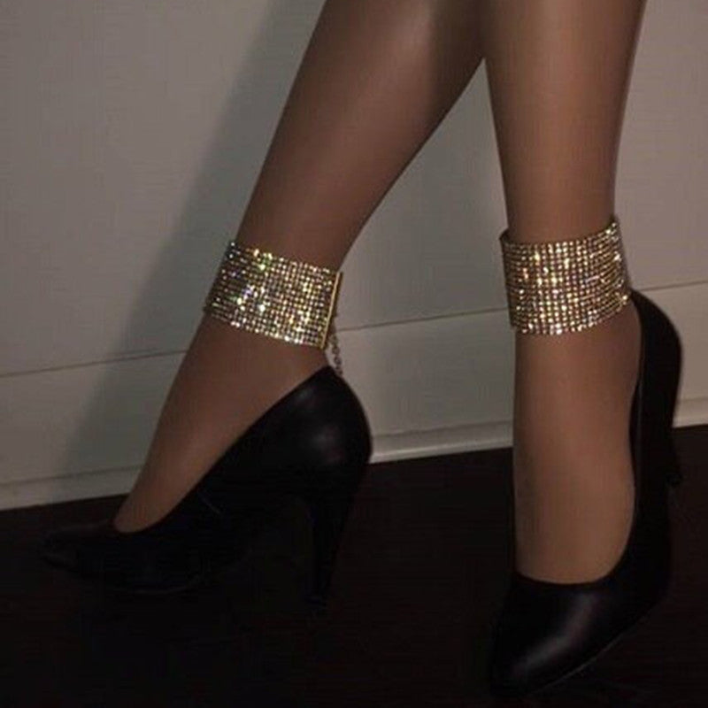 Tobillera geométrica de varias capas con flecos y incrustaciones de piedras sintéticas, estilo punk occidental, para mujer