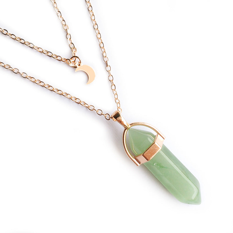 Minimalist Women's Geometric Moon Pendant Necklace in Alloy with Hexagonal Charm Spring Fashion Jewelry