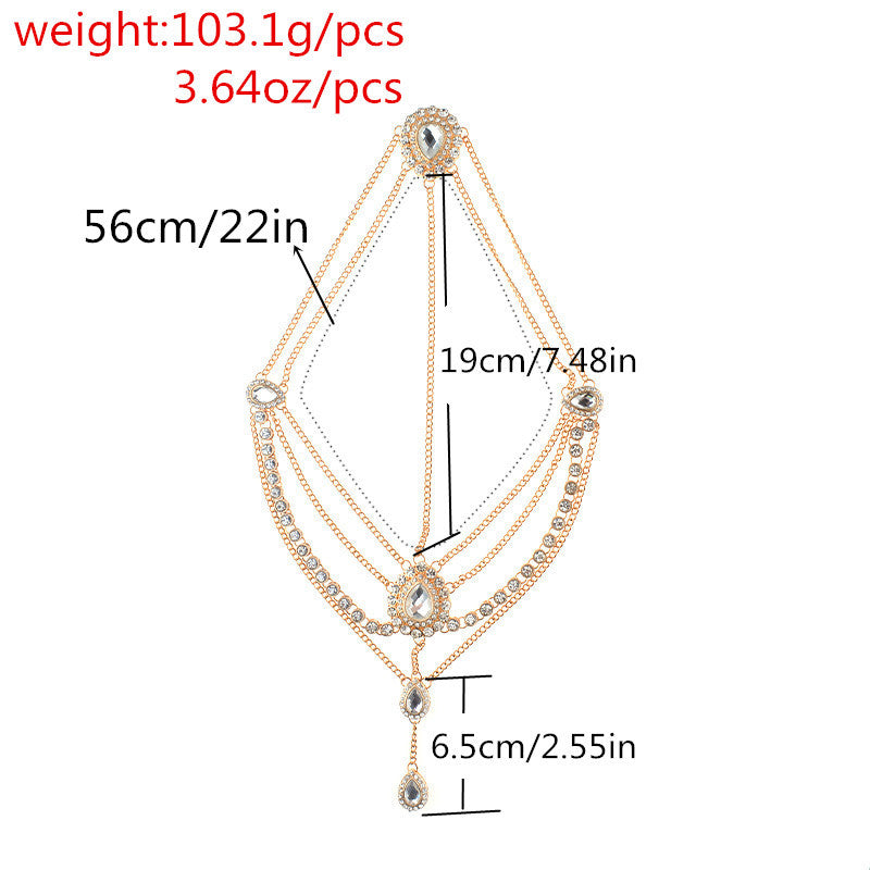 Rhinestone-Encrusted Droplet Tassel Headband for Women Alloy Yoga Hair Accessory Boho Chic Hairband