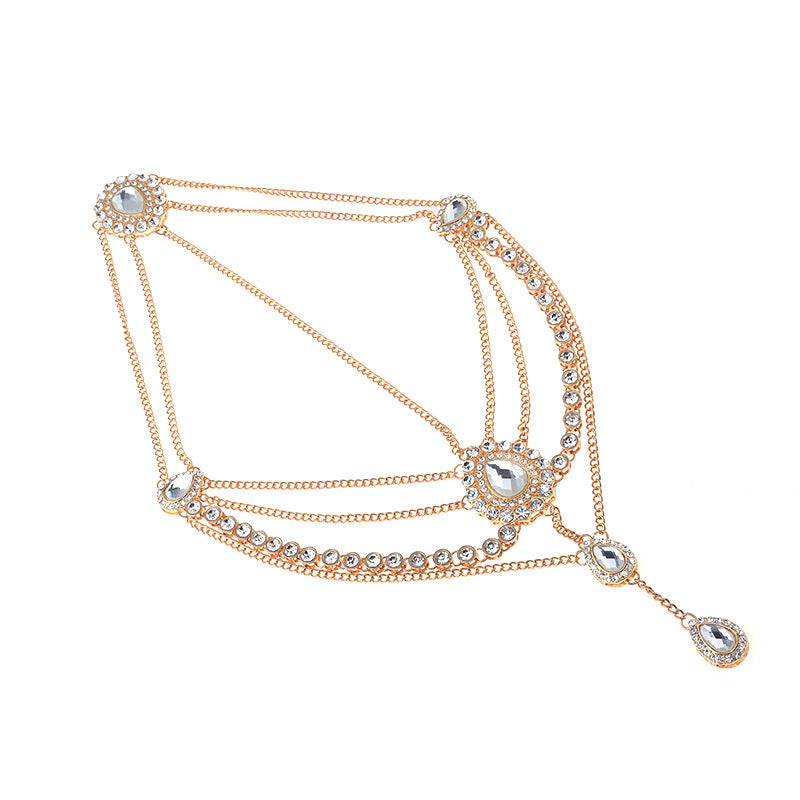 Rhinestone-Encrusted Droplet Tassel Headband for Women Alloy Yoga Hair Accessory Boho Chic Hairband