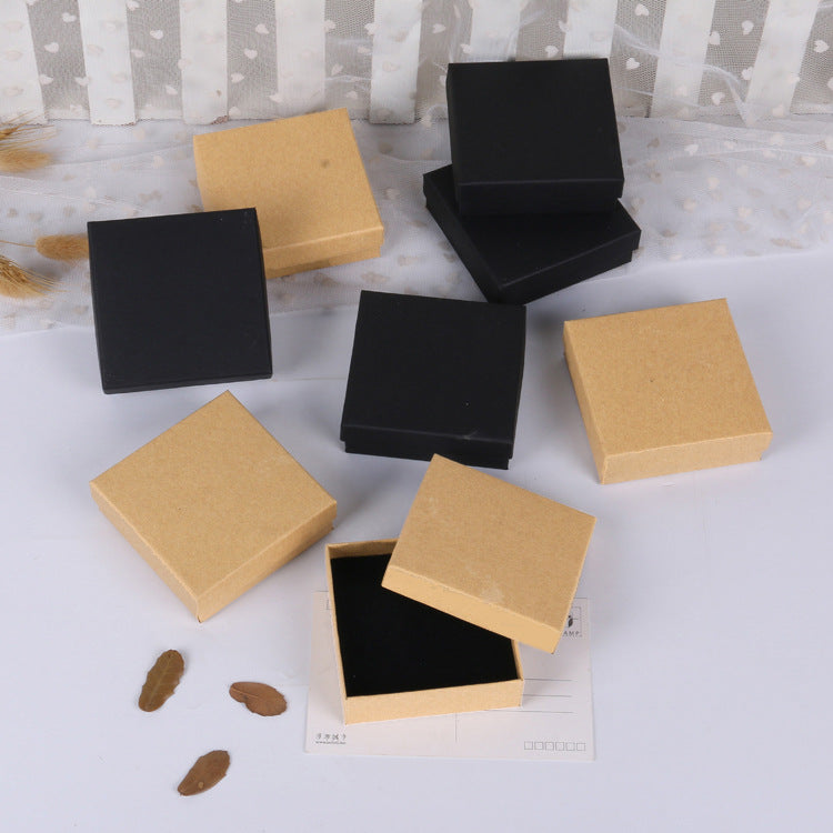 Retro Kraft Paper Earring Box Minimalist Artistic Jewelry Packaging Gift Box for Rings Bracelets