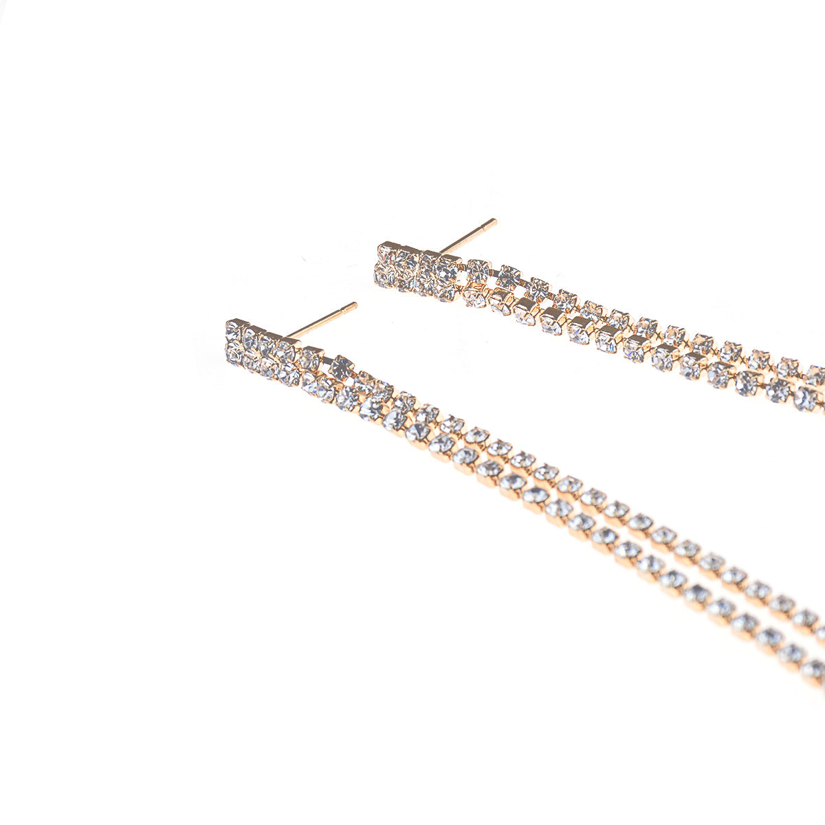 Minimalist Geometric Letter Rhinestone Stud Earrings for Women Alloy Fashion Commuter Jewelry