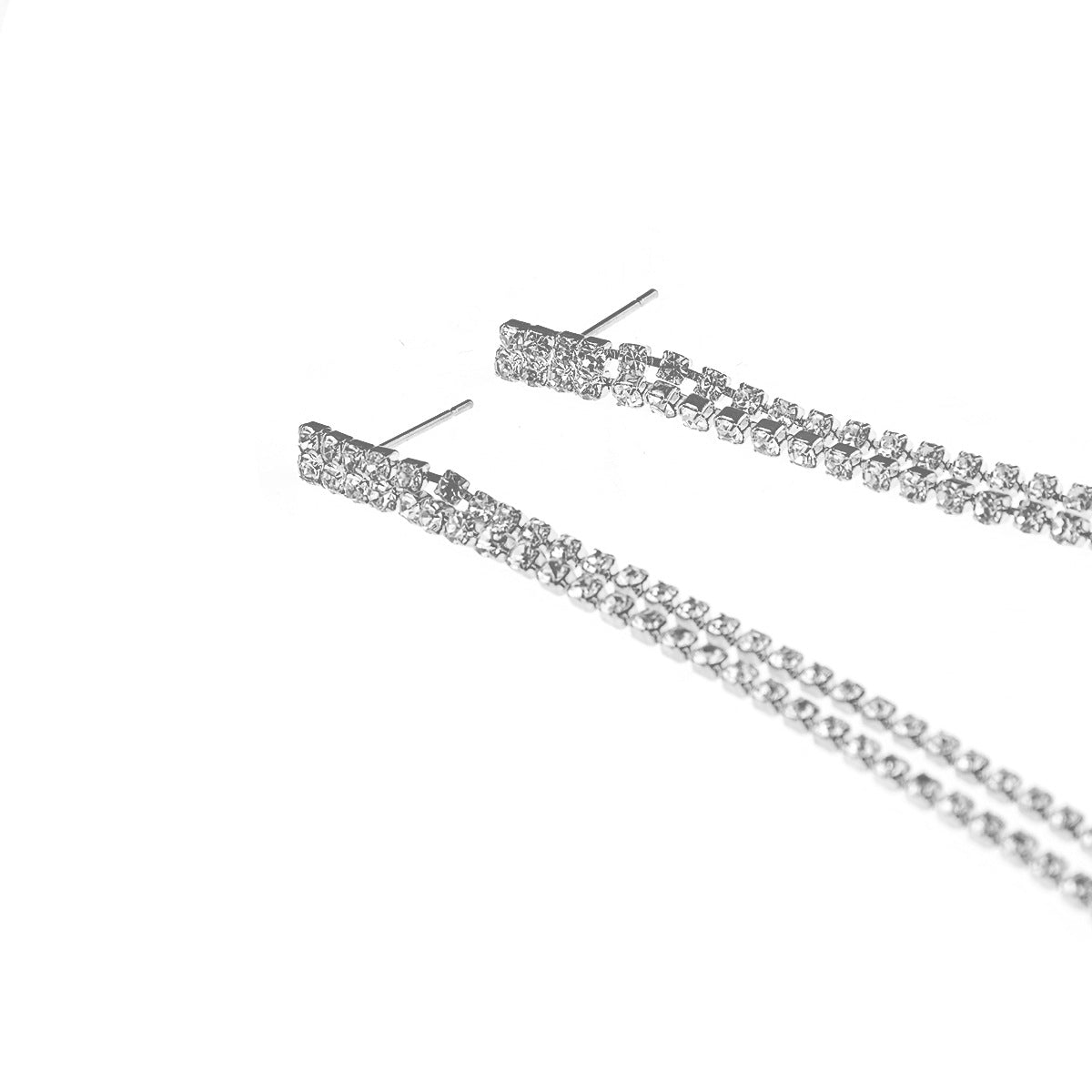 Minimalist Geometric Letter Rhinestone Stud Earrings for Women Alloy Fashion Commuter Jewelry