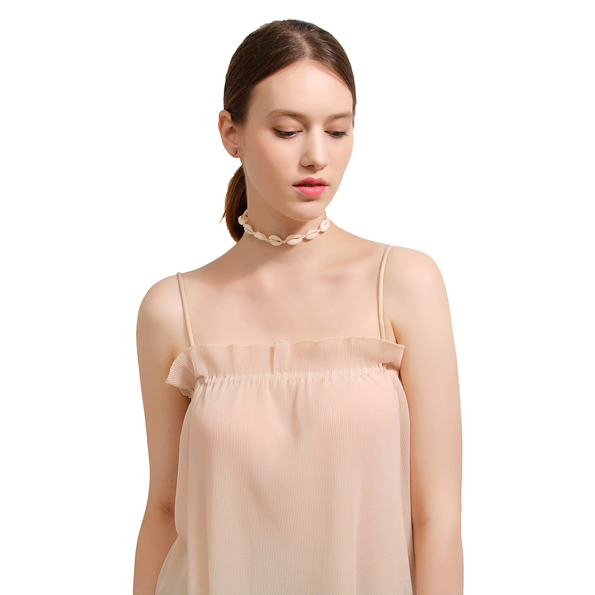 Collana Minimalista Geometrica a Conchiglia da Donna con Catena a Lisca di Pesce Regolabile, Gioielli per la Clavicola