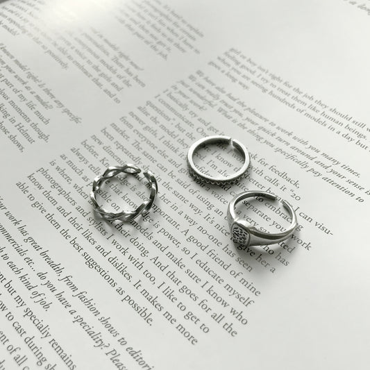 S925 Sterling Silver Vintage Adjustable Ring with Round and Geometric Design for Women