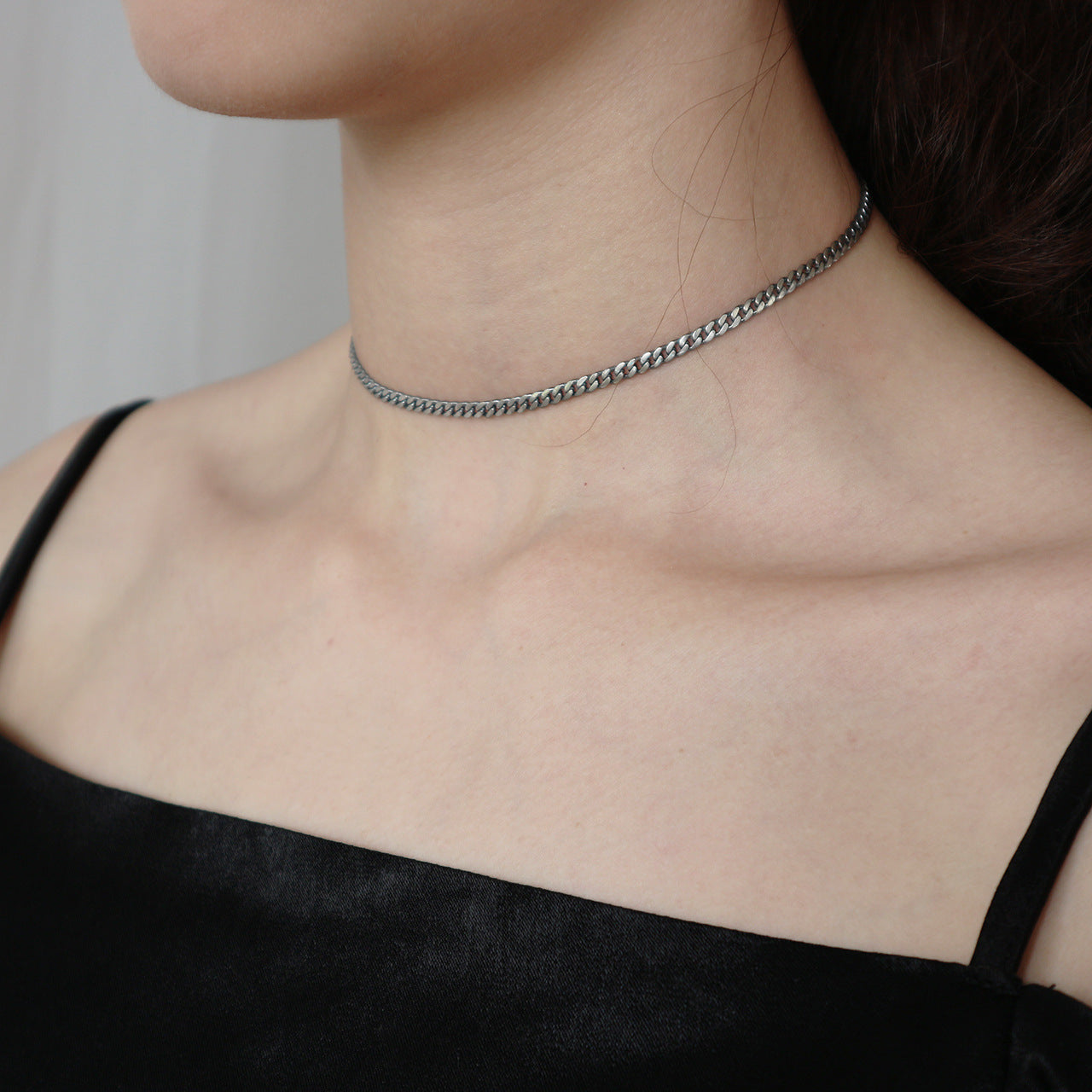 Gargantilla de plata de ley 925 para mujer, collar con medallón redondo geométrico minimalista retro vintage, cadena corta