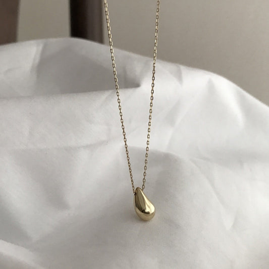 Collar con colgante de lágrima de plata de ley S925 para mujer, cadena minimalista para clavícula, joyería de moda inspirada en la naturaleza