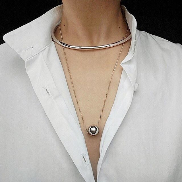 S925 Sterling Silver Geometric Round Ball Pendant Necklace Modern Minimalist Women's Jewelry