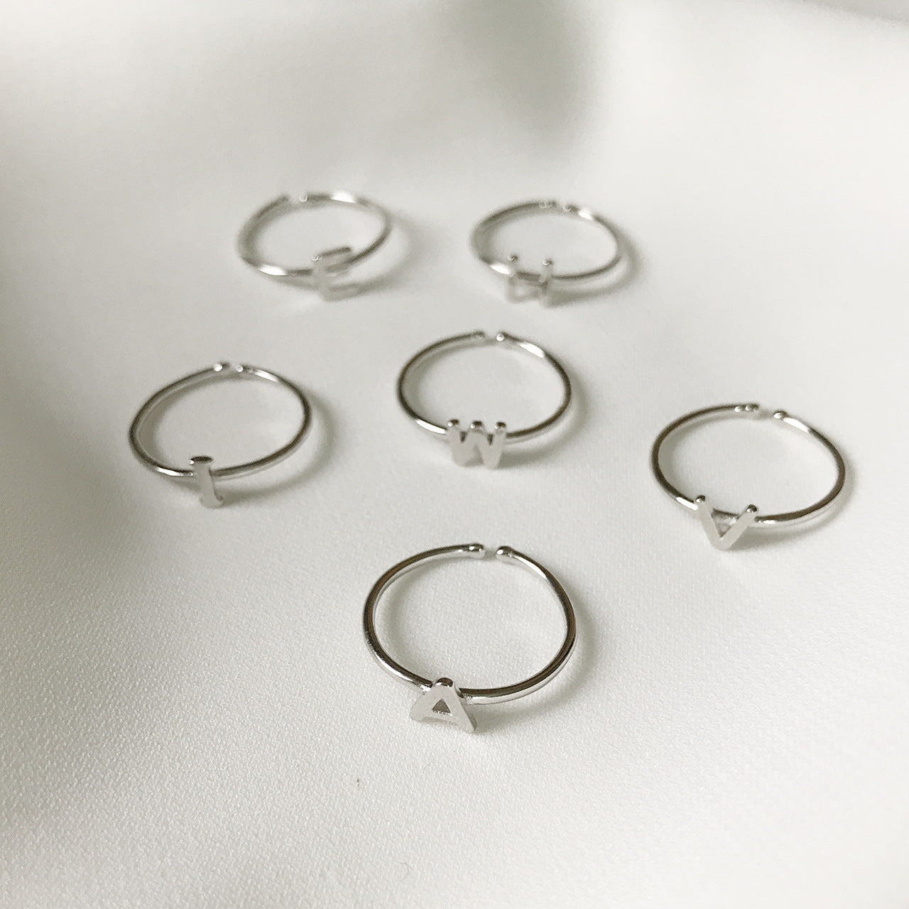 Handmade 925 Sterling Silver Letter Ring for Women Korean Japanese Style Minimalist Ins Fashion Stackable Band Ring