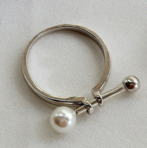 Anello regolabile geometrico in argento sterling S925 con intarsio in madreperla da donna, stile coreano-giapponese, gioielli freschi e dolci