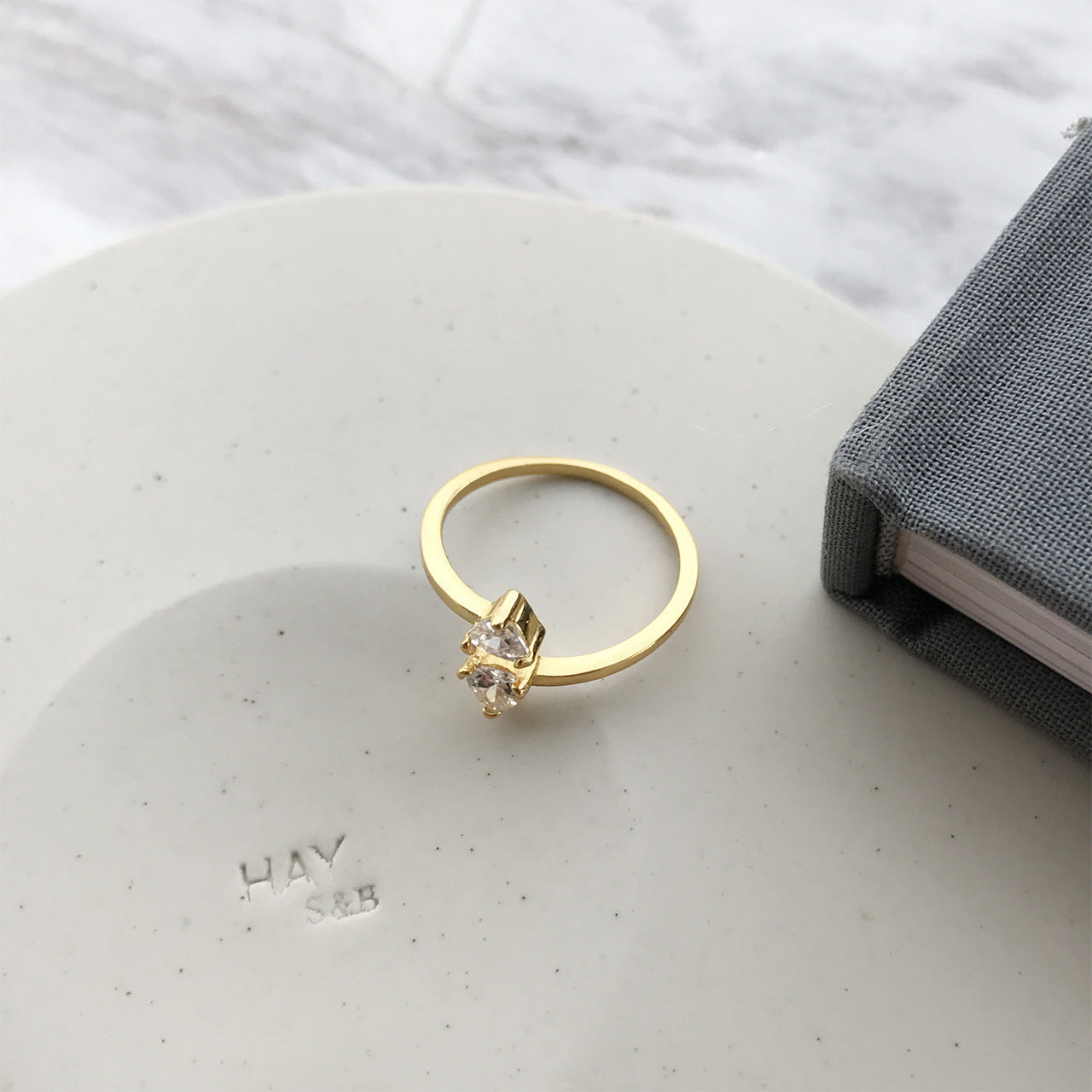 S925 Sterling Silver Geometric Triangle Zircon Ring for Women Minimalist Gold Plated Fashion Ring