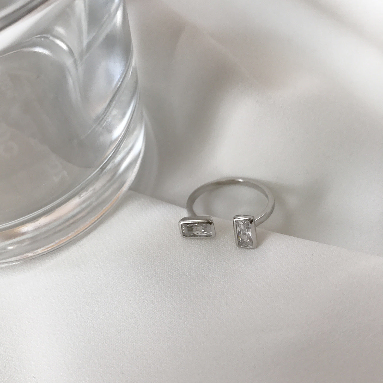 925 Sterling Silver Rectangular Ring for Women Minimalist Geometric Band Ring