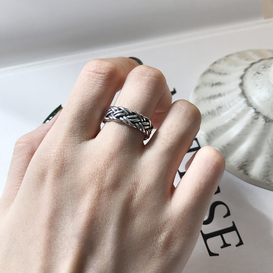 Vintage 925 Sterling Silver Round Ring for Women