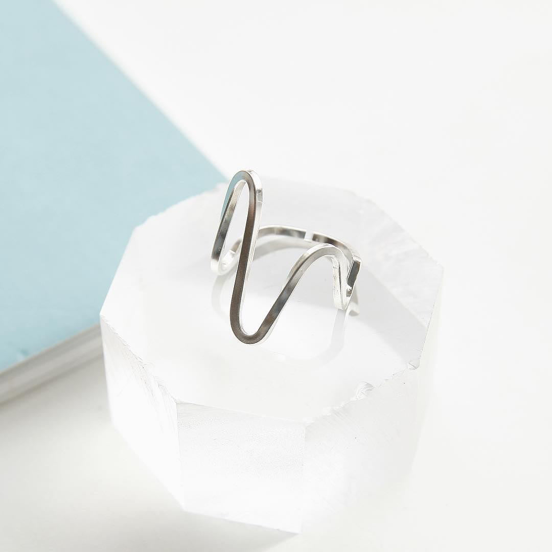 925 Sterling Silver Geometric Polished Open Twisted Ring